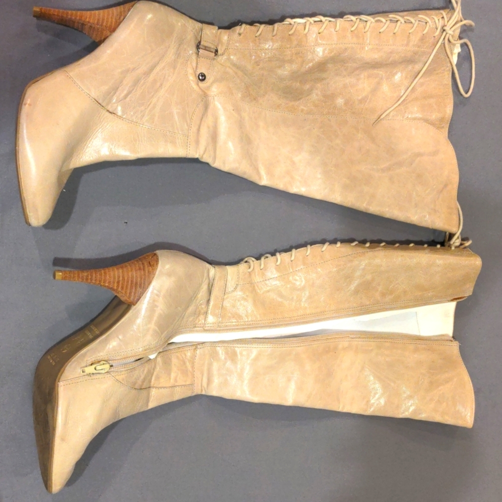 Leather knee high boots